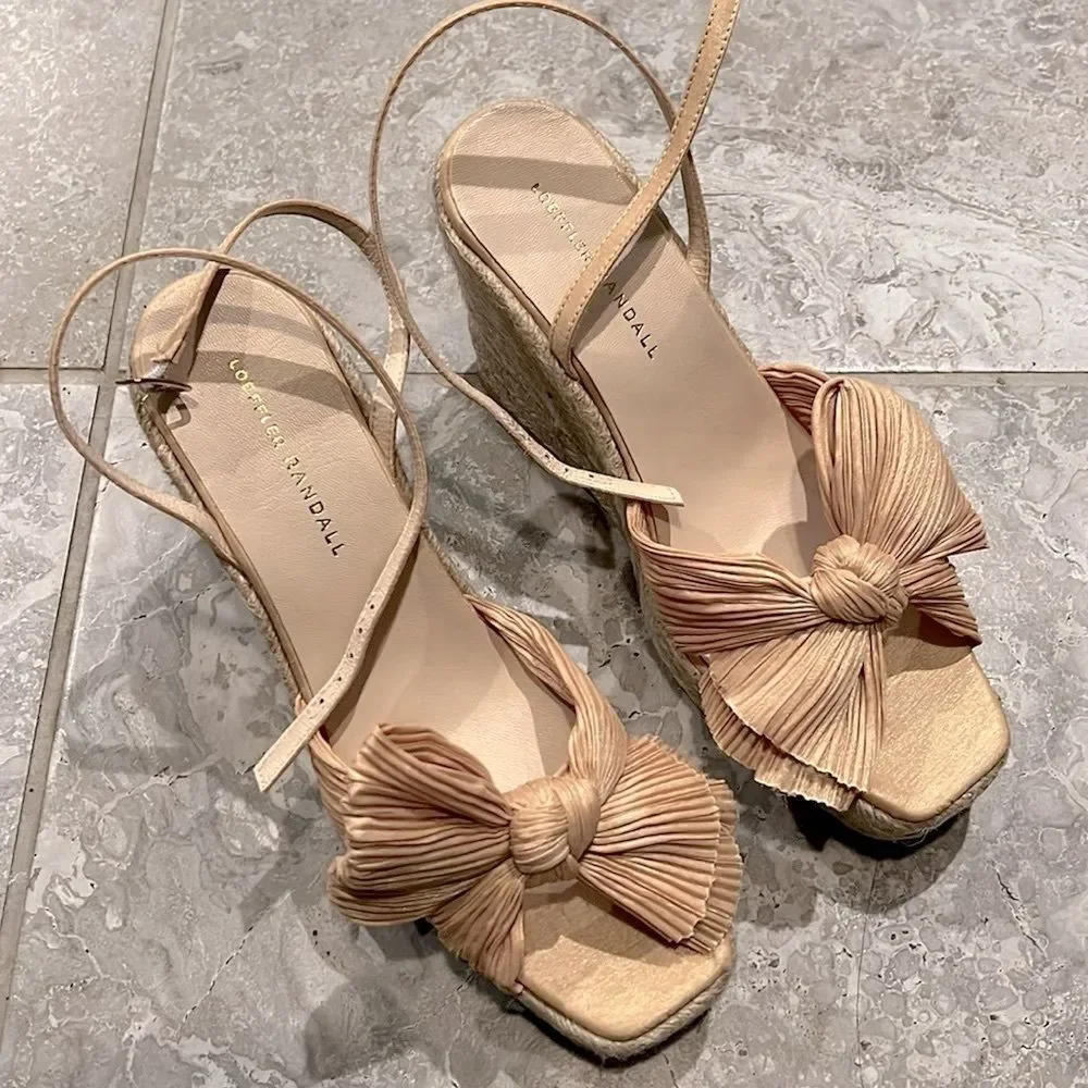 Loeffler Randall Peri Espadrille Wedge Sandals in Tan, New, Size EU 41 US 11